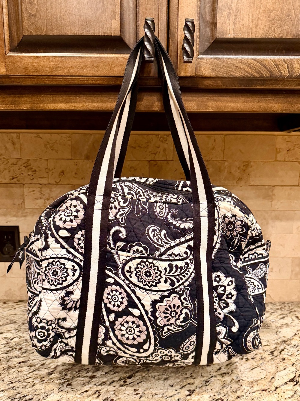 Vera Bradley Black & Cream Quilted Paisley Weekender